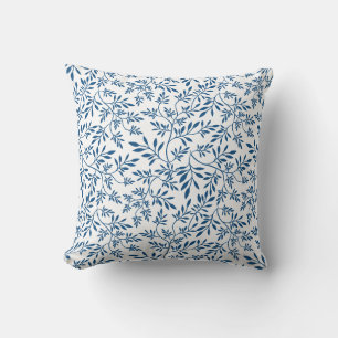 Coussin Motif feuille classique bleu et blanc
