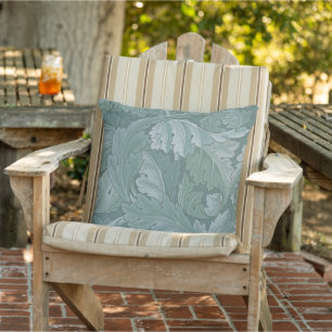 Coussin Motif feuille d'acanthe bleu sarcelle de William M