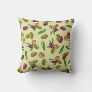 Coussin Motif Feuille d'olive et d'olive rustique