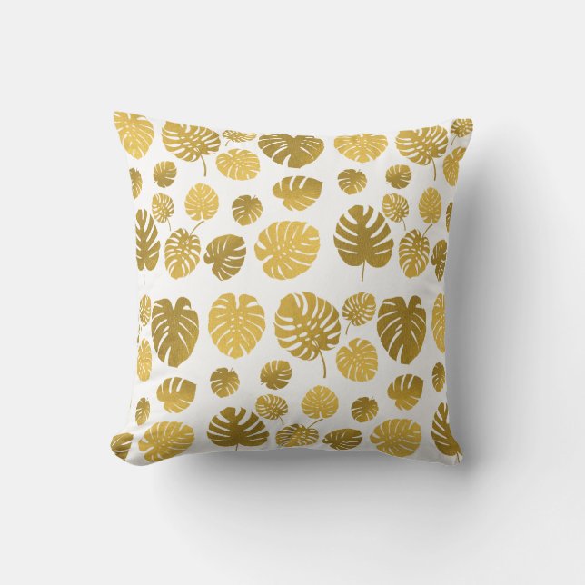 Coussin Motif Feuille moderne Gold Tropical (Recto)