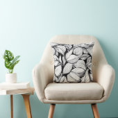 Coussin Motif Feuille noir et blanc (Chaise)
