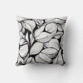 Coussin Motif Feuille noir et blanc (Verso)