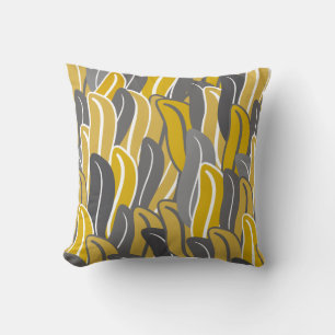 Coussin motif feuille Ochre