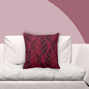 Coussin Motif Feuille rouge de Bourgogne moderne