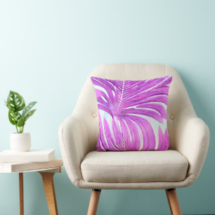 Coussin Motif Feuille Tropical Pink Palm Tree