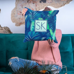 Coussin Motif Feuille tropical sur mesure initial moderne
