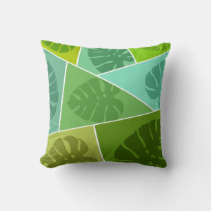 COUSSIN MOTIF FEUILLE TROPICAL VERT