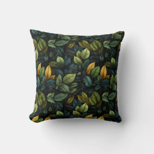 Coussin Motif Feuille vert