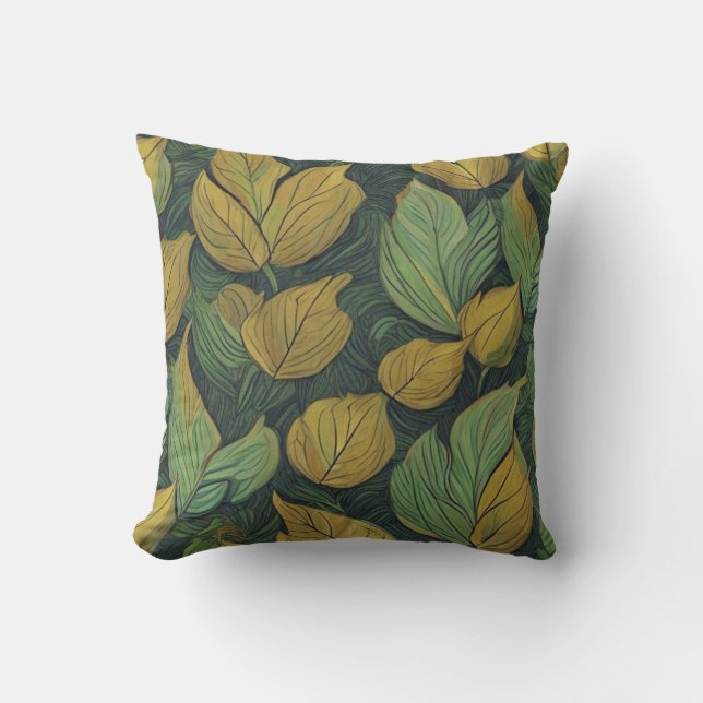 Coussin Motif feuille vert (Recto)