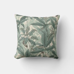 Coussin Motif Feuille Vintage Sage Green