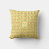 Coussin Motif feuilles de citron blanc jaune orange  (Recto)