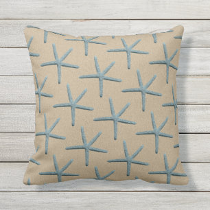 Coussin Motif Finger bleu Starfish sur le sable couleur
