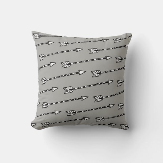 Coussin Motif flèche noir blanc gris (Recto)