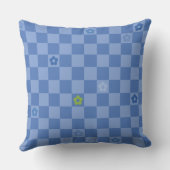 Coussin Motif Fleur à Damier N° 01 - Bleu Clair (Verso)