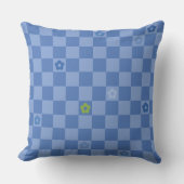 Coussin Motif Fleur à Damier N° 01 - Bleu Clair (Recto)