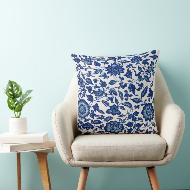 Coussin Motif Fleur Bleue (Chaise)