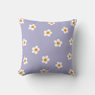 Coussin Motif Fleur de Daisy Violet Mignon Moderne