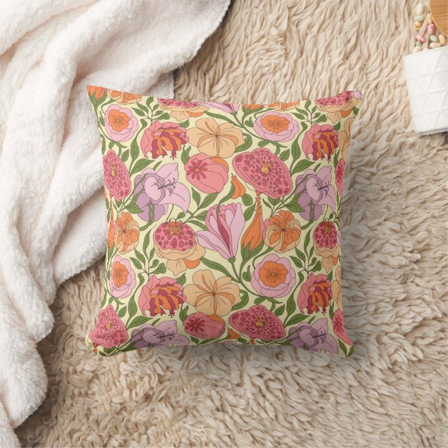 Coussin Motif Fleur de Lys, Rose & Fleur de Grenade (Couverture)