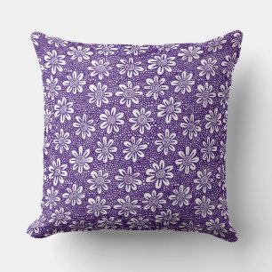 Coussin Motif Fleur Dessiné À La Main 140617 - Violet Prof