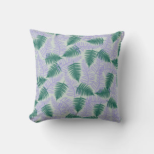 Coussin Motif Fleur Rétro Feuilles de Fougère Violettes Ve