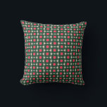 Coussin Motif Fleur rétro Noël Rose Vert<br><div class="desc">Ce coussin mignon présente un motif de fleurs pop rétro en vert et rose de Noël.</div>