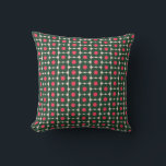 Coussin Motif Fleur rétro Noël Rose Vert<br><div class="desc">Ce coussin mignon présente un motif de fleurs pop rétro en vert et rose de Noël.</div>