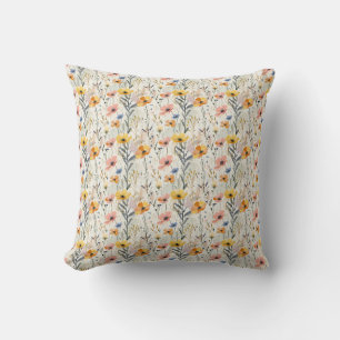 Coussin Motif Fleurs de prairie Gouache