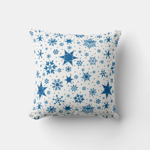 Coussin Motif Flocon de Neige Bleu