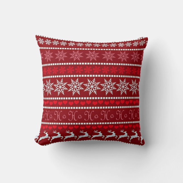 Coussin Motif flocon de neige et renne festif (Recto)