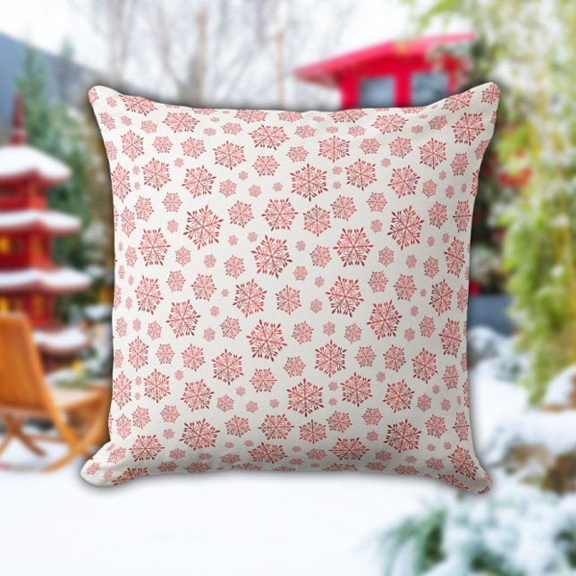 Coussin Motif flocon de neige rouge (Créateur téléchargé)
