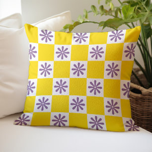 Coussin Motif floral à carreaux rétro