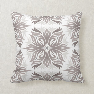 Coussin Motif floral abstrait aux nuances du Taupe