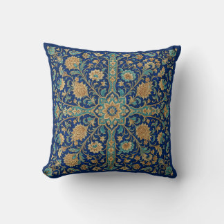 Coussin Motif floral arabesque persan bleu royal