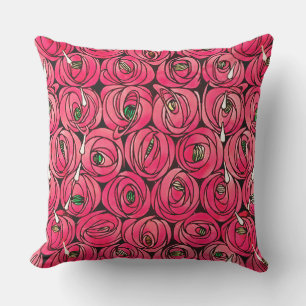 Coussin Motif floral Art Nouveau de rose de Rennie Mackint