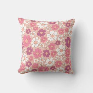 Coussin Motif floral blanc, pourpre et roux