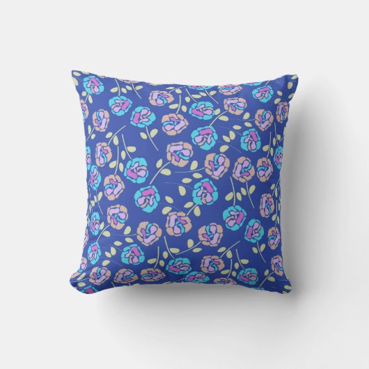 Coussin Motif floral bleu et violet (Recto)