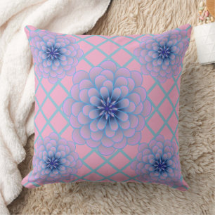 Coussin Motif Floral Bleu Pastel Violet Esthétique Sans Co