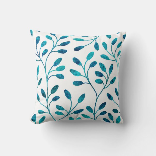 Coussin Motif floral bleu turquoise décoratif du carreau | (Recto)