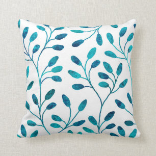 Coussin Motif floral bleu turquoise décoratif du carreau