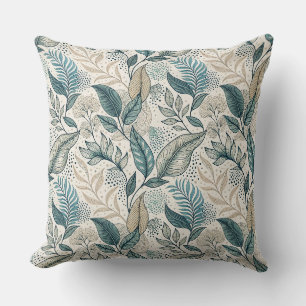 Coussin Motif floral botanique minimaliste feuille sarcell
