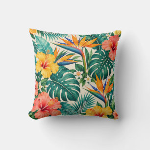 Coussin Motif floral botanique Paradis tropical