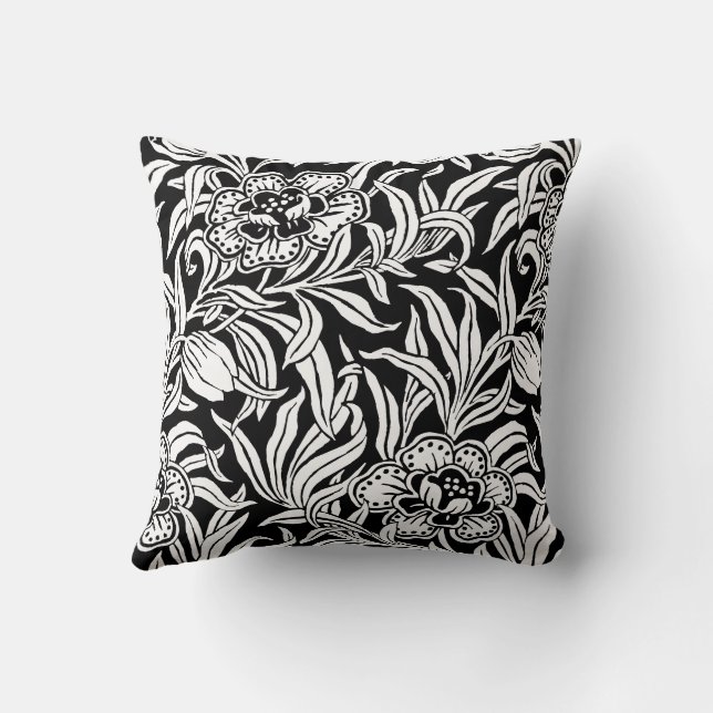 Coussin Motif floral botanique vintage Art Nouveau  (Verso)