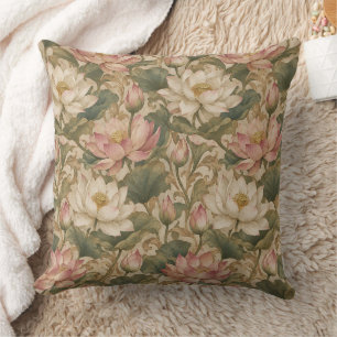 Coussin Motif floral botanique vintage lotus d'eau