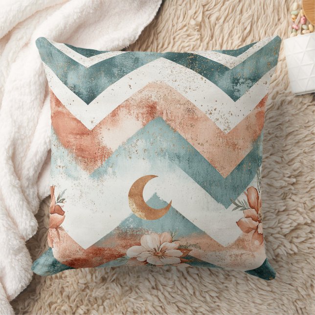 Coussin Motif floral chevron Lune rustique (4) (Couverture)
