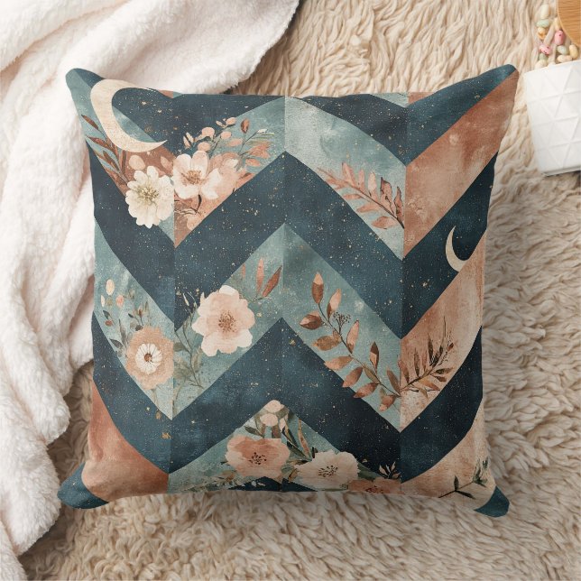 Coussin Motif floral chevron Lune rustique (9) (Couverture)