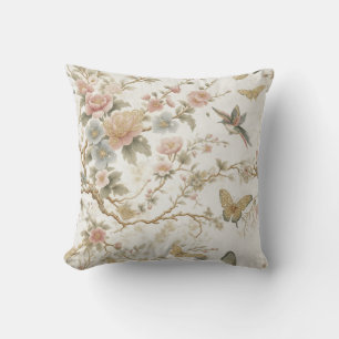 Coussin Motif floral chinois vintage avec colibri