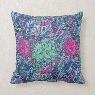Coussin Motif floral coloré de griffonnage