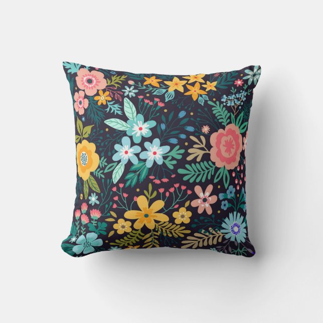 Coussin Motif floral coloré mignon (Recto)