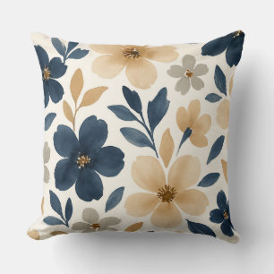 Coussin Motif floral crémeux assourdi