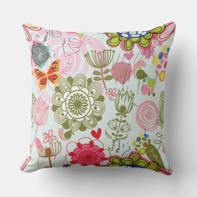 Coussin Motif floral dans le rétro style 2 (Recto)